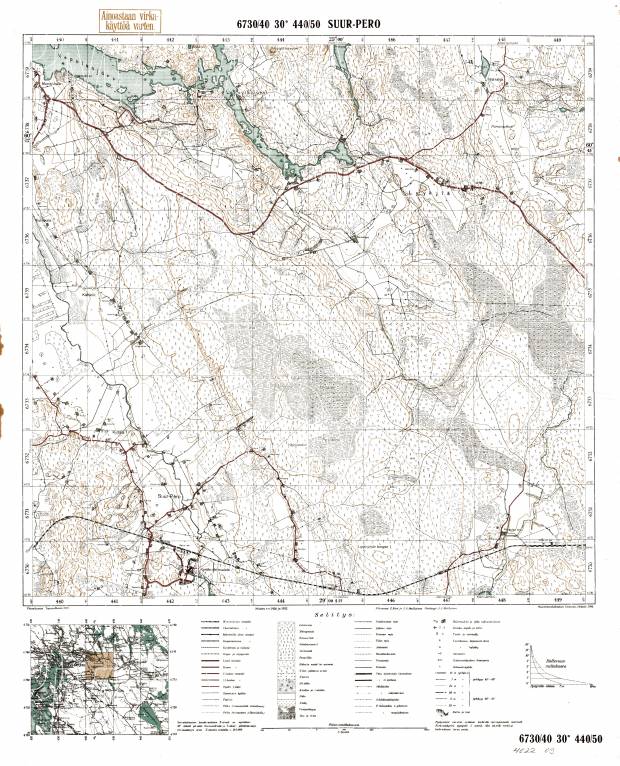 Perovo. Suur-Pero. Topografikartta 402209. Topographic map from 1939. Use the zooming tool to explore in higher level of detail. Obtain as a quality print or high resolution image