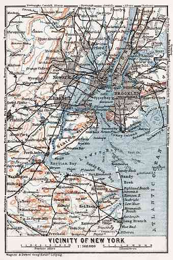 Map of the Farther Environs of New York, 1909