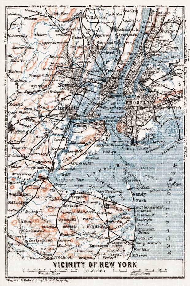 Map of the Farther Environs of New York, 1909. Use the zooming tool to explore in higher level of detail. Obtain as a quality print or high resolution image