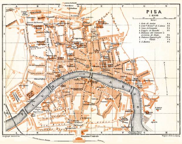 Pisa city map, 1898. Use the zooming tool to explore in higher level of detail. Obtain as a quality print or high resolution image