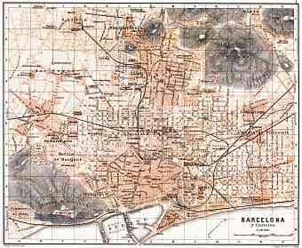 Barcelona city map, 1899