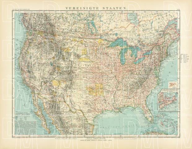 Old Map Of The United States Of America In 1905 Buy Vintage Map