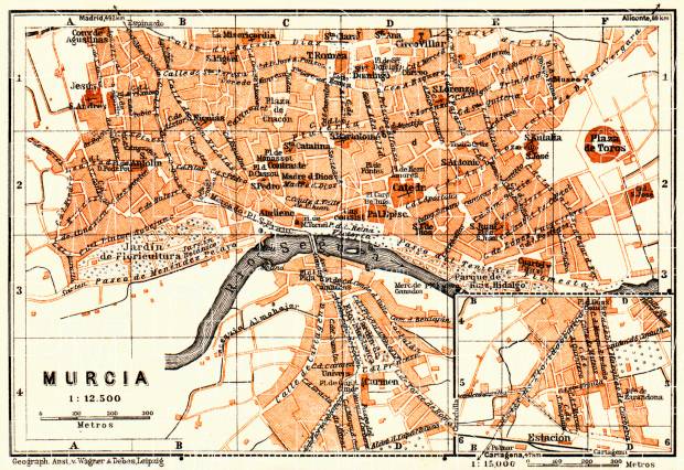 Murcia city map, 1929. Use the zooming tool to explore in higher level of detail. Obtain as a quality print or high resolution image