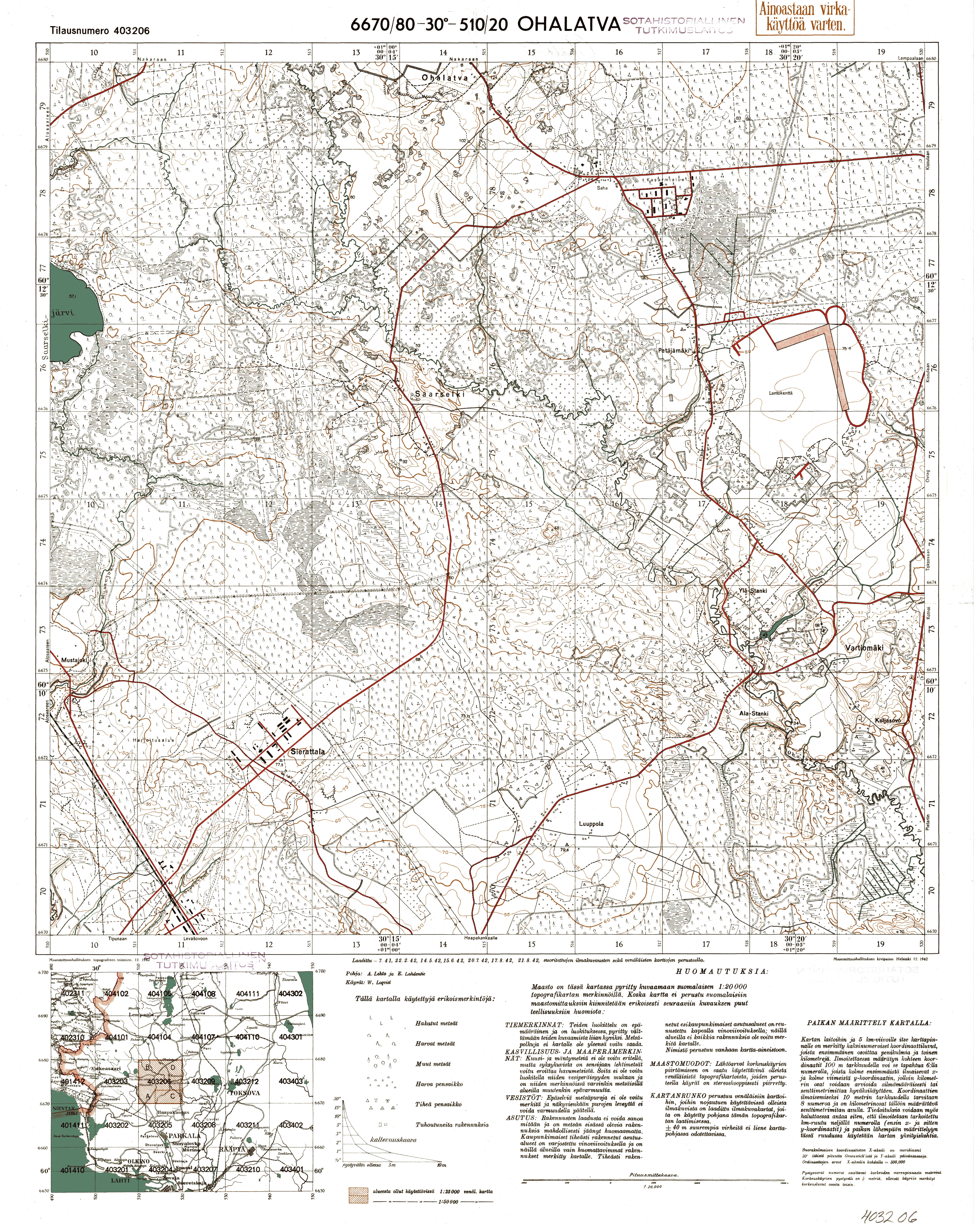 Agalatovo. Ohalatva. Topografikartta 403206. Topographic map from 1943. Use the zooming tool to explore in higher level of detail. Obtain as a quality print or high resolution image