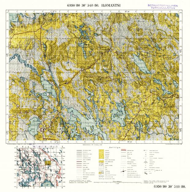 Ilomantsi. Topografikartta 4244. Topographic map from 1940. Use the zooming tool to explore in higher level of detail. Obtain as a quality print or high resolution image