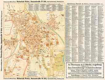 Augsburg city map, 1914