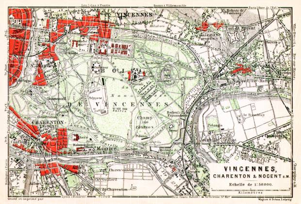 Vincennes, Charenton and Nogent-sur-Marne map, 1910. Use the zooming tool to explore in higher level of detail. Obtain as a quality print or high resolution image