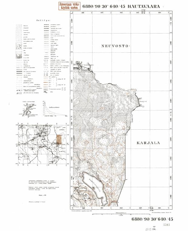 Hautavaara. Topografikartta 521309. Topographic map from 1940. Use the zooming tool to explore in higher level of detail. Obtain as a quality print or high resolution image
