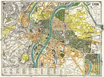 Lyon city map, 1918