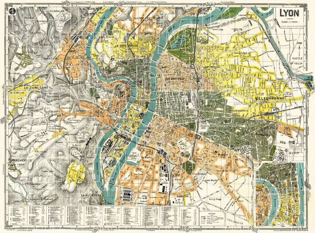 Lyon city map, 1918. Use the zooming tool to explore in higher level of detail. Obtain as a quality print or high resolution image