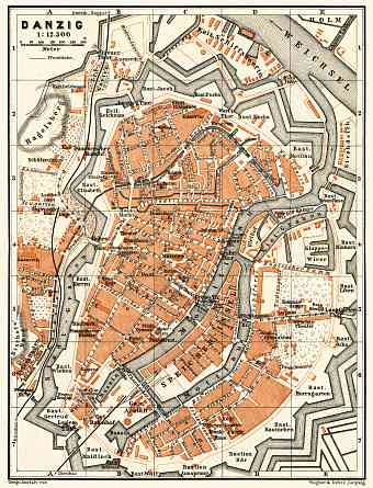 Danzig (Gdańsk) city map, 1887
