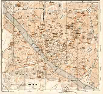 Florence (Firenze) city map, 1908