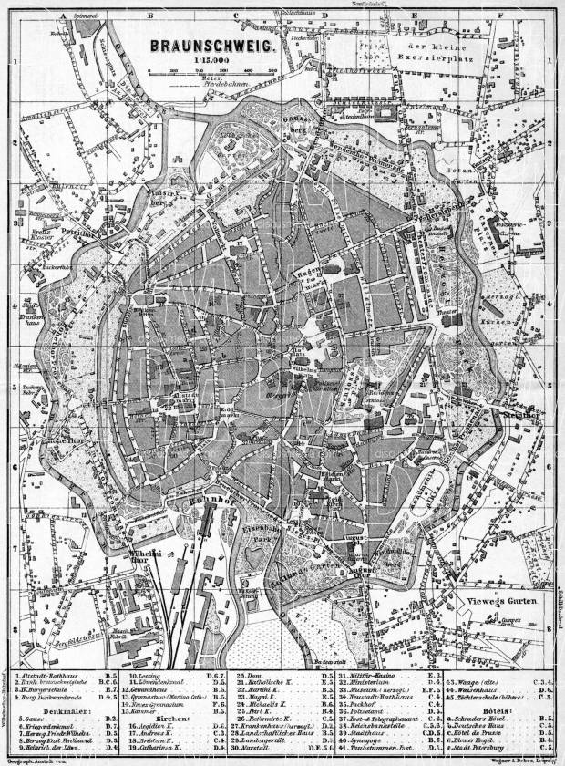Braunschweig city map, 1887. Use the zooming tool to explore in higher level of detail. Obtain as a quality print or high resolution image