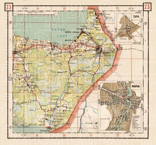 Estonian Road Map, Plate 23: Narva. 1938. Use the zooming tool to explore in higher level of detail. Obtain as a quality print or high resolution image