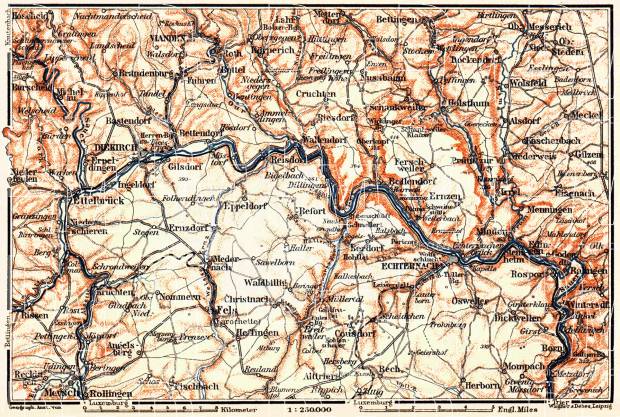 Echternach to Ettelbrück district map, 1904. Use the zooming tool to explore in higher level of detail. Obtain as a quality print or high resolution image