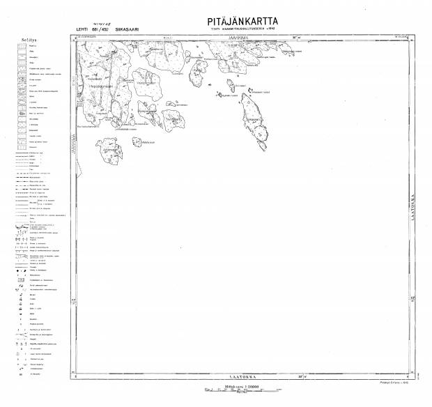 Svinoj Island. Siikasaari. Pitäjänkartta 414108. Parish map from 1942. Use the zooming tool to explore in higher level of detail. Obtain as a quality print or high resolution image