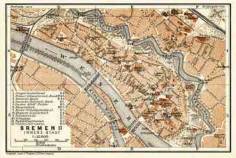 Bremen, central part map, 1906