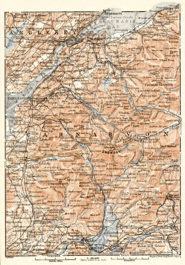 Snowdonia map, 1906. Use the zooming tool to explore in higher level of detail. Obtain as a quality print or high resolution image