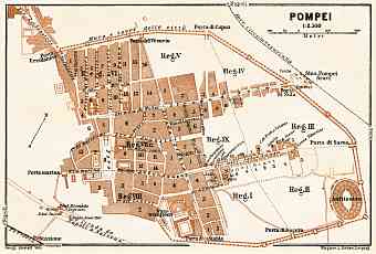 Pompei (Pompeii) town plan, 1929