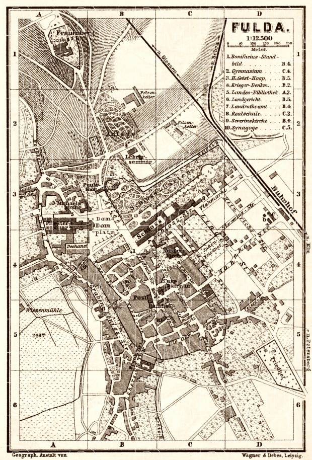Fulda city map, 1887. Use the zooming tool to explore in higher level of detail. Obtain as a quality print or high resolution image
