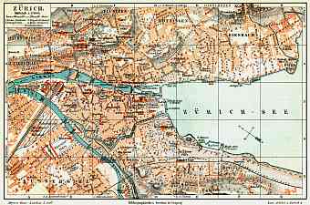 Zürich city map, 1908