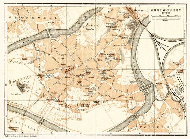Shrewsbury city map, 1906. Use the zooming tool to explore in higher level of detail. Obtain as a quality print or high resolution image