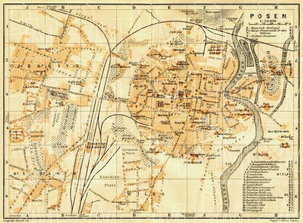Posen (Poznań). City map, 1906. Use the zooming tool to explore in higher level of detail. Obtain as a quality print or high resolution image