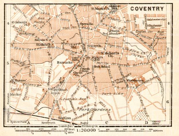 Coventry city map, 1906. Use the zooming tool to explore in higher level of detail. Obtain as a quality print or high resolution image