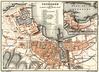 Cherbourg city map, 1913