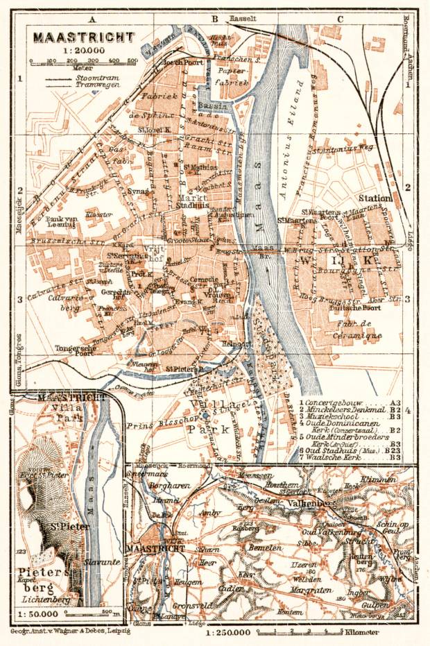 Maastricht city map, 1909. Use the zooming tool to explore in higher level of detail. Obtain as a quality print or high resolution image