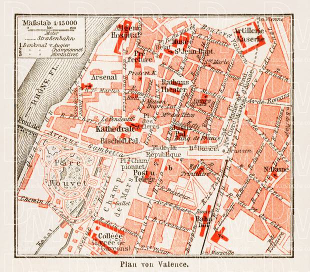 Valence city map, 1913. Use the zooming tool to explore in higher level of detail. Obtain as a quality print or high resolution image