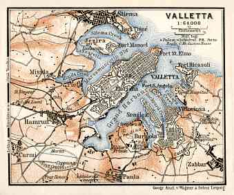 Valletta and environs map, 1912
