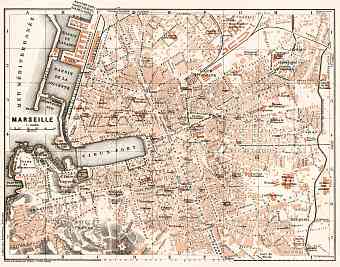 Marseille city map, 1902