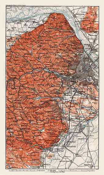 Vienna (Wien) environs map, 1910