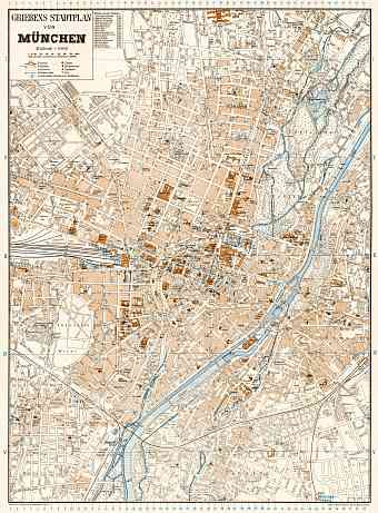 München (Munich) city map, 1928