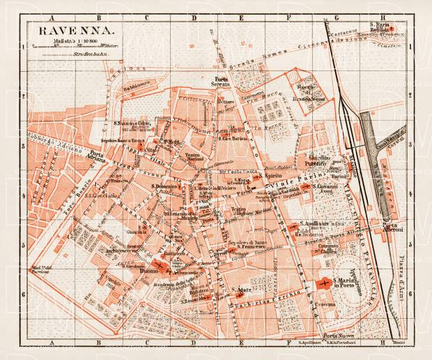 Ravenna city map, 1903. Use the zooming tool to explore in higher level of detail. Obtain as a quality print or high resolution image
