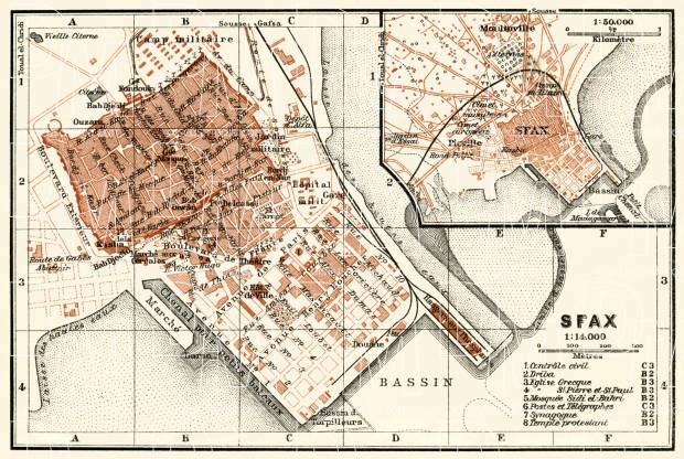 Sfax (صفاقس) city map, 1909. Use the zooming tool to explore in higher level of detail. Obtain as a quality print or high resolution image