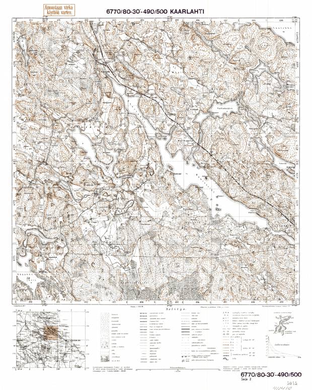Kuznetšnoje. Kaarlahti. Topografikartta 411410. Topographic map from 1939. Use the zooming tool to explore in higher level of detail. Obtain as a quality print or high resolution image