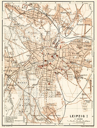 Leipzig city map, 1906