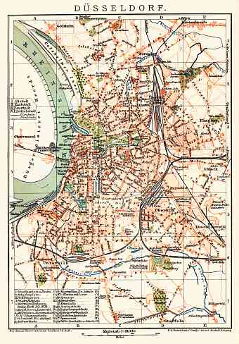 Düsseldorf city map, about 1910