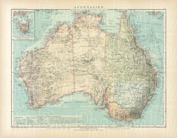 Australia Map, 1905. Use the zooming tool to explore in higher level of detail. Obtain as a quality print or high resolution image