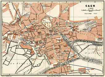 Caen city map, 1913