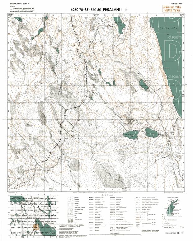 Perguba. Perälahti. Topografikartta 524411. Topographic map from 1943. Use the zooming tool to explore in higher level of detail. Obtain as a quality print or high resolution image