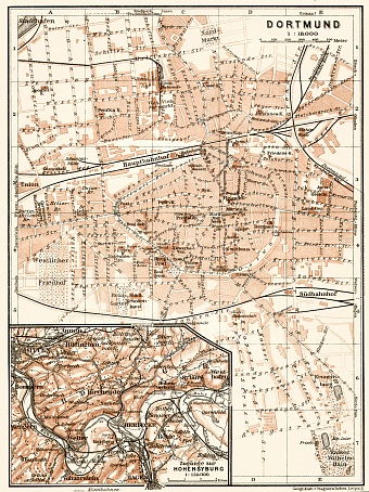 Dortmund city map, 1906. Approaches to Hohensyburg