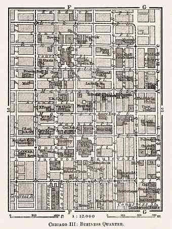 Chicago III (business quarter) city map, 1909