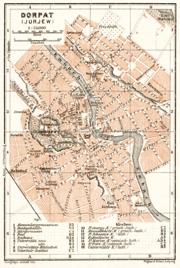 Dorpat (Tartu) city map, 1914. Use the zooming tool to explore in higher level of detail. Obtain as a quality print or high resolution image