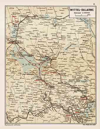 Middle Dalarna (Mellersta Dalarna), region map, 1899