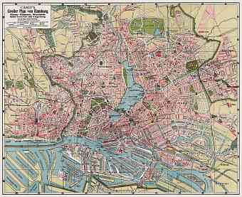 Hamburg and Altona city map, 1912