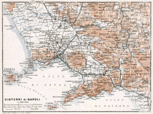 Naples (Napoli) western environs map, 1911. Use the zooming tool to explore in higher level of detail. Obtain as a quality print or high resolution image