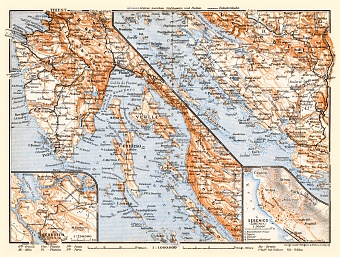 Istria and Dalmatian coast at Bossoglina (Marina). Šibenik (Sebenico) town plan and environs of Šibenik map, 1929